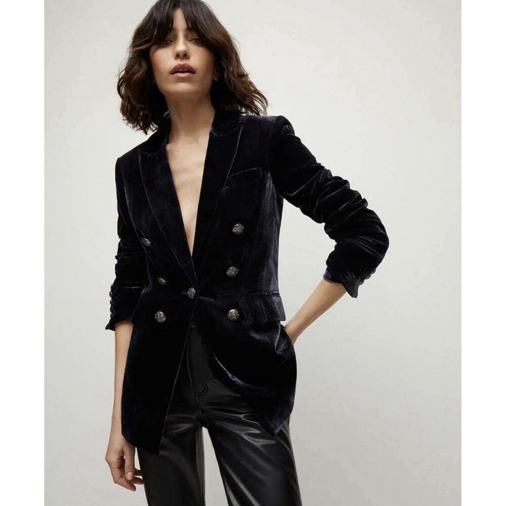 VERONICA BEARD Navy Blue Velvet Gaya Dickey Blazer Women’s Size 0